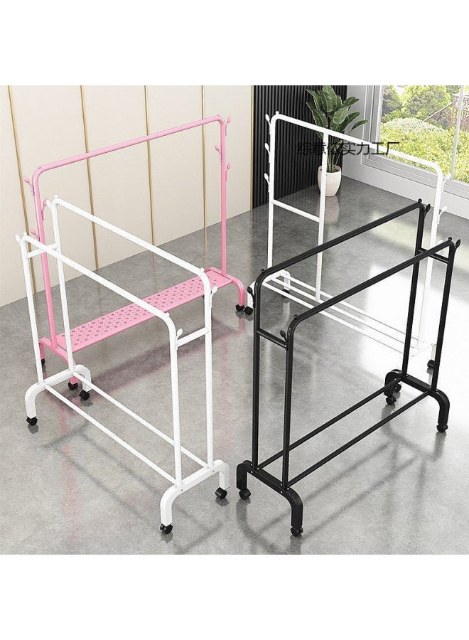 Bold Hanger Floor Drying Rack Household Indoor Folding Vertical Clothes Shelf Simple Wardrobe Storage-Color:White  Coat Rack Length 1.322m  - Image 5