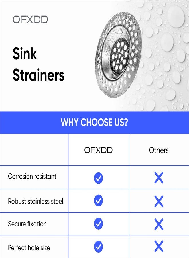 OFXDD Utility Kitchen Sink Tub Screen Drain Stopper Metal Cover Mesh - Pack of 5 - Universal Bathroom Hair Catcher Bathtub Strainers - Image 4
