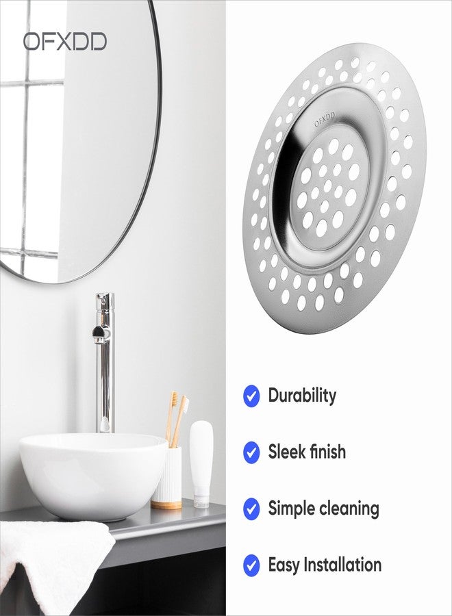 OFXDD Utility Kitchen Sink Tub Screen Drain Stopper Metal Cover Mesh - Pack of 5 - Universal Bathroom Hair Catcher Bathtub Strainers - Image 2