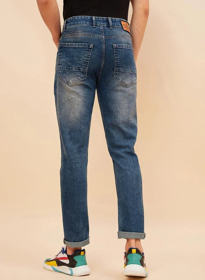 HIGH STAR Mid Rise Faded Regular Fit Jeans by Styli