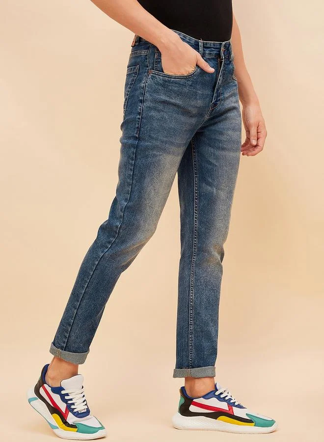HIGH STAR Mid Rise Faded Regular Fit Jeans by Styli