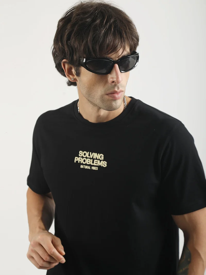 Maniac  Maniac Mens Printed Round Neck Half Sleeve Cream and Brown Cotton T-Shirt for Men | Best Price UAE