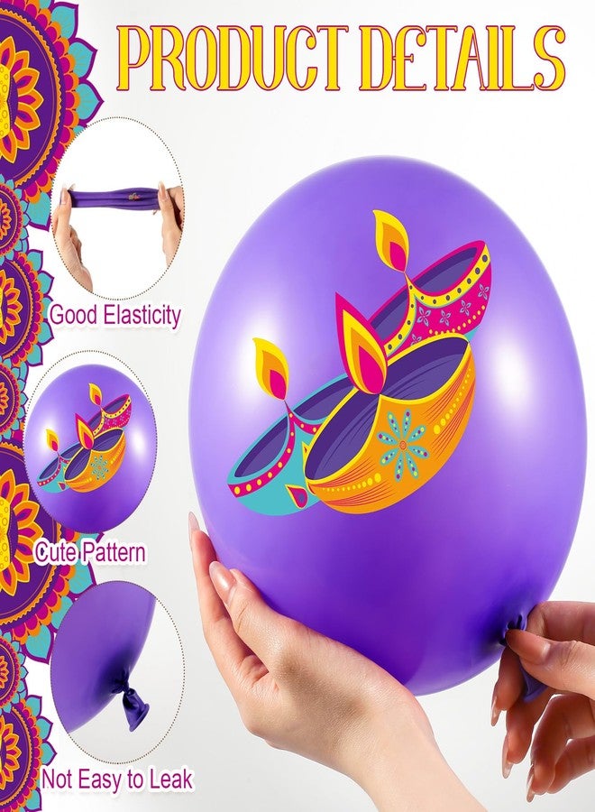 Poen 50 Pcs Diwali Decorations - 12 Inch Happy Diwali Balloons, Latex Elephant & Peacock Rangoli Party Decorations for Home Ceiling Wall Festival of Lights Indian Deepavali Party Supplies - Image 4