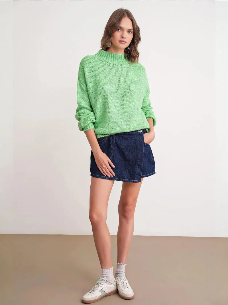 MixRay Mixray Relaxed Fit Crew Neck Thick Knit Sweater