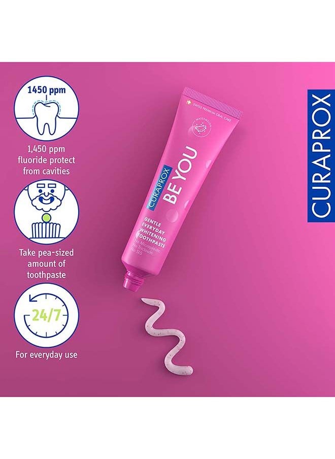 CURAPROX معجون أسنان كورابروكس بي يو بالبطيخ وردي 60 مل - معجون أسنان لطيف للتبييض اليومي - خالٍ من كبريتات الصوديوم الصوديوم، وخالي من البلاستيك الدقيق، وخالي من التريكلوسان، ومعجون أسنان منخفض الفلورايد.  - Image 4