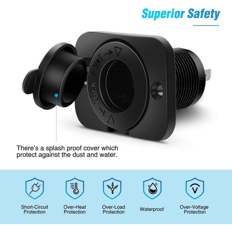 Nilight 2 Pack Car Cigarette Lighter Socket DC 12V Waterproof Power Outlet Adapter Replacement with Terminals Wires and Screws for Marine Boat Motorcycle, Boat, Car,Truck, RV, ATV - Image 4