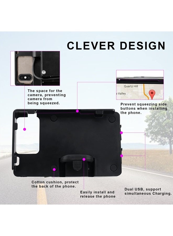 MDPROMCP حامل هاتف للدراجات النارية R1200GS مع شاحن USB مزدوج وحامل للهاتف المحمول وقوس ملاحة GPS متوافق مع F700GS وF800GS وR1200GS وR1250GS وCRF1000L وAfrica Twin وقضيب دوار 12 مم - Image 4
