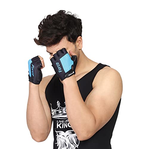 BURNLAB Flex Gym Gloves for Men and Women - Ideal for Weightlifting, Cycling, Crossfit, Offers Good Grip and Soft Padding (Force Blue & Black, Medium) - Image 4