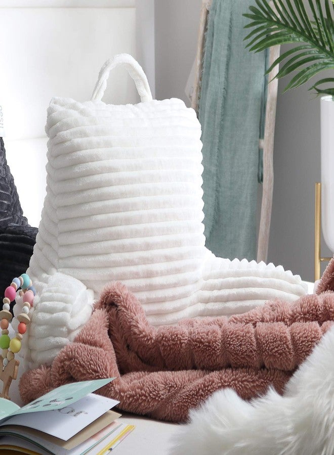 كلارا كلارك وسادة قراءة كلارا كلارك للأطفال - وسادة ظهر للجلوس في السرير، وسائد سرير ناعمة للجلوس في السرير، وسادة قراءة بيضاء للأطفال، وسادة كرسي سرير من الإسفنج الممزق مع مساند للذراعين وجيوب - Image 5