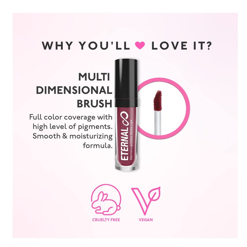 Eternal Marvelous Color Matte Lips Nude Velvet Liquid Lipstick â€“ Soft Matte Lip Cream for Long-lasting Makeup, 0.13 Oz (Glamour) - Image 2