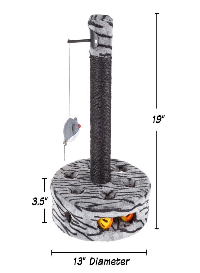 بت مايكر عمود خدش للقطط - منطقة لعب تفاعلية مع حبل سيزال للخدش ولعبة معلقة للقطط المنزلية - شجرة خدش للحيوانات الأليفة من PETMAKER (أسود/رمادي) - Image 2
