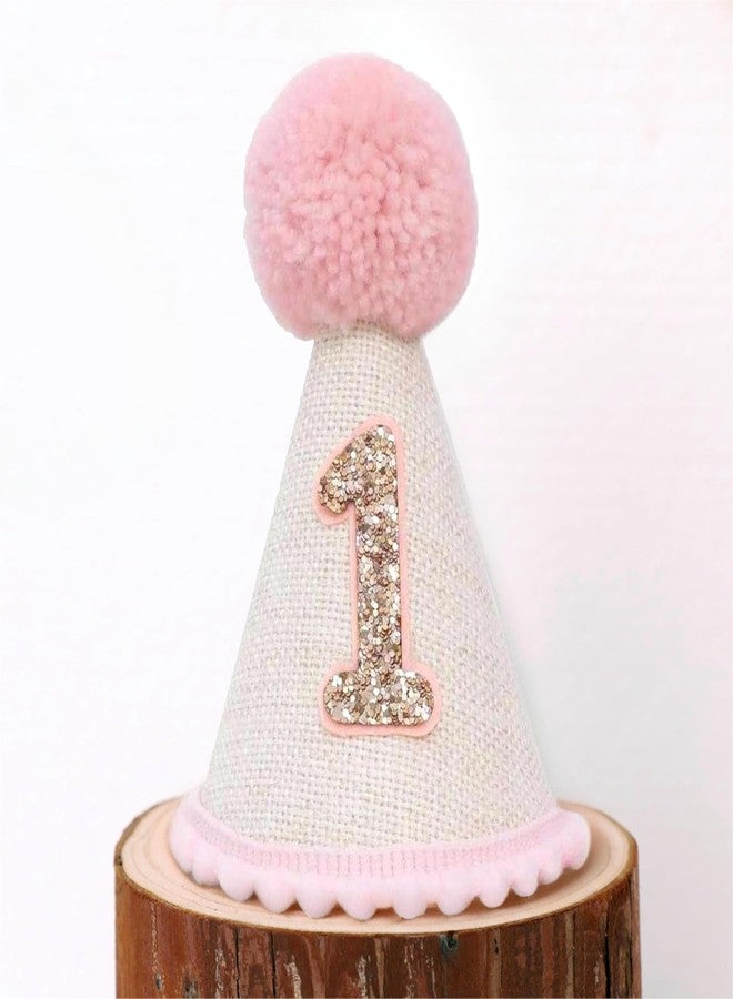 Ereniko Boho 1st Birthday Hat Decorations For Baby Girls Boys Handmade Natural Outfit First Birthday Party Hat Pink - Image 1