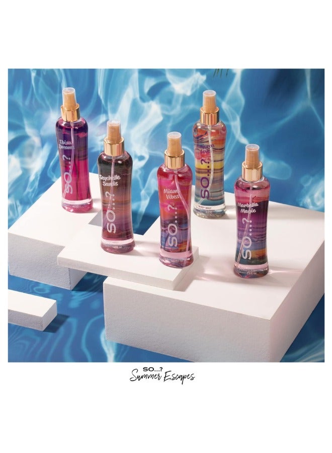 So..? So...? Summer Escapes Ibiza Dreams Body Mist For Women | 200ml | Pack of 3 | Fruity & Floral Scent | Long-Lasting & Refreshing Fragrance Body Spray | Perfect for Daily Wear & Holiday Vibes - Image 4