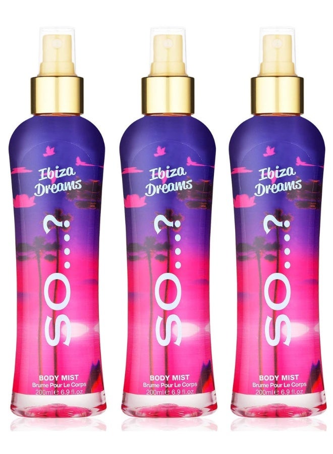 So..? So...? Summer Escapes Ibiza Dreams Body Mist For Women | 200ml | Pack of 3 | Fruity & Floral Scent | Long-Lasting & Refreshing Fragrance Body Spray | Perfect for Daily Wear & Holiday Vibes - Image 1