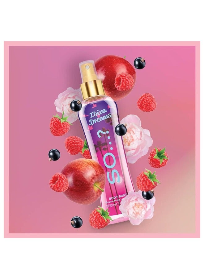 So..? So...? Summer Escapes Ibiza Dreams Body Mist For Women | 200ml | Pack of 3 | Fruity & Floral Scent | Long-Lasting & Refreshing Fragrance Body Spray | Perfect for Daily Wear & Holiday Vibes - Image 3