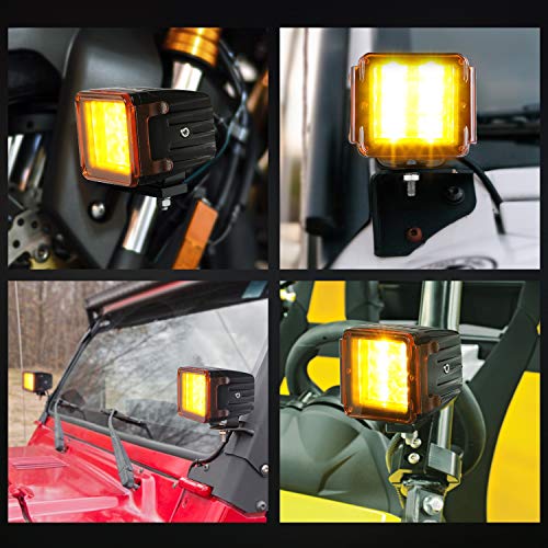LTEODCHEW 3 Inch LED Cube Light Amber Covers, LTEODCHEW Yellow LED Pods Covers Square Light Covers Protective Polycarbonate Light Bar Lens Covers LED Cube Fog Lights - Image 4