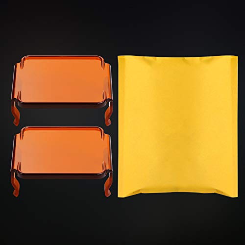 LTEODCHEW 3 Inch LED Cube Light Amber Covers, LTEODCHEW Yellow LED Pods Covers Square Light Covers Protective Polycarbonate Light Bar Lens Covers LED Cube Fog Lights - Image 5