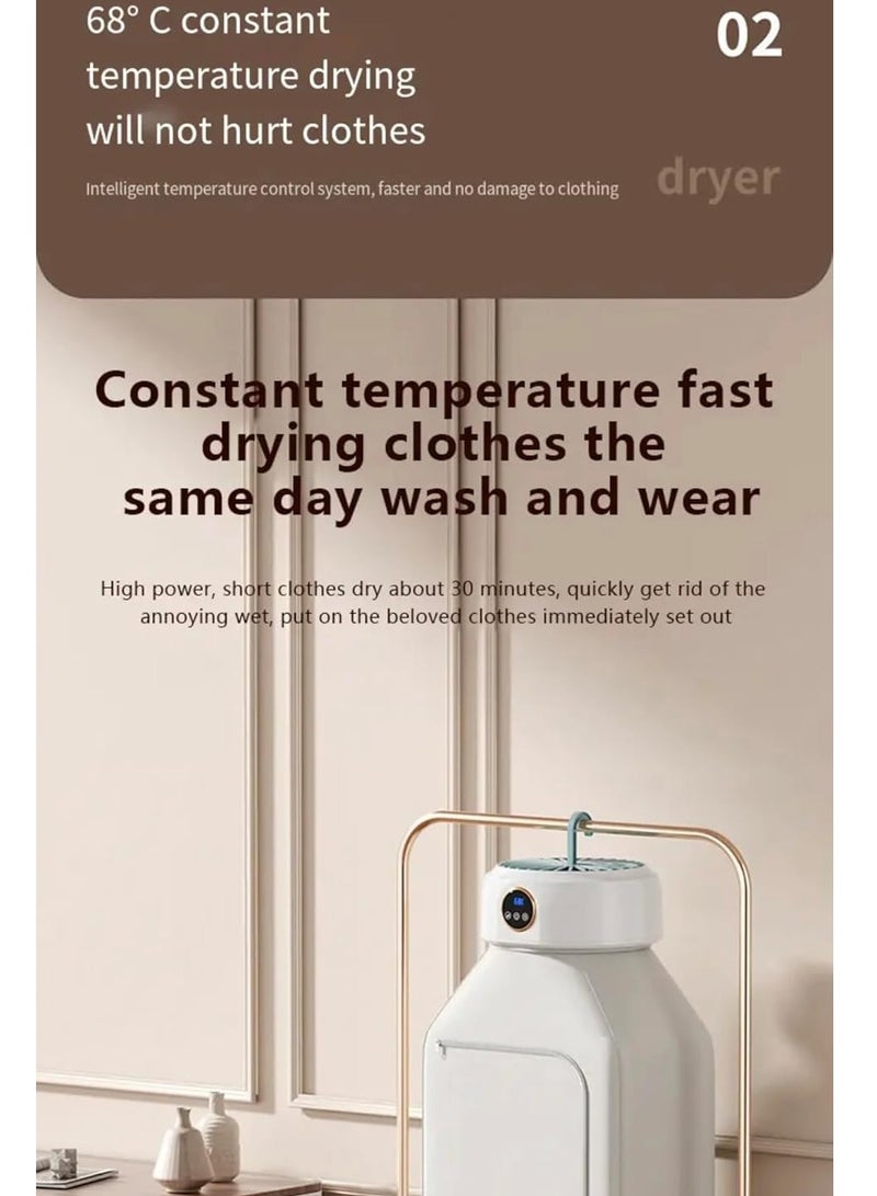 Portable Clothes Dryer Machine 600W 3D Cycle Dryin 3 Dimensional Dryer with Touch Screen Display 360 Circulation Heating Soft Baking 10KG Load constand gently drying soft protective clothing - Image 3