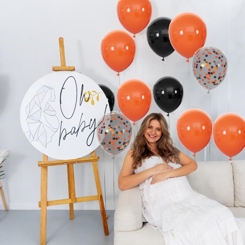 KUULBELA 68Pcs Black and Orange Balloons, 12 inch Orange Black Latex Balloon Set with Confetti Ribbons Reusable, Fade-Resistant for Halloween, Graduation Spooky Party Decorations. - Image 5