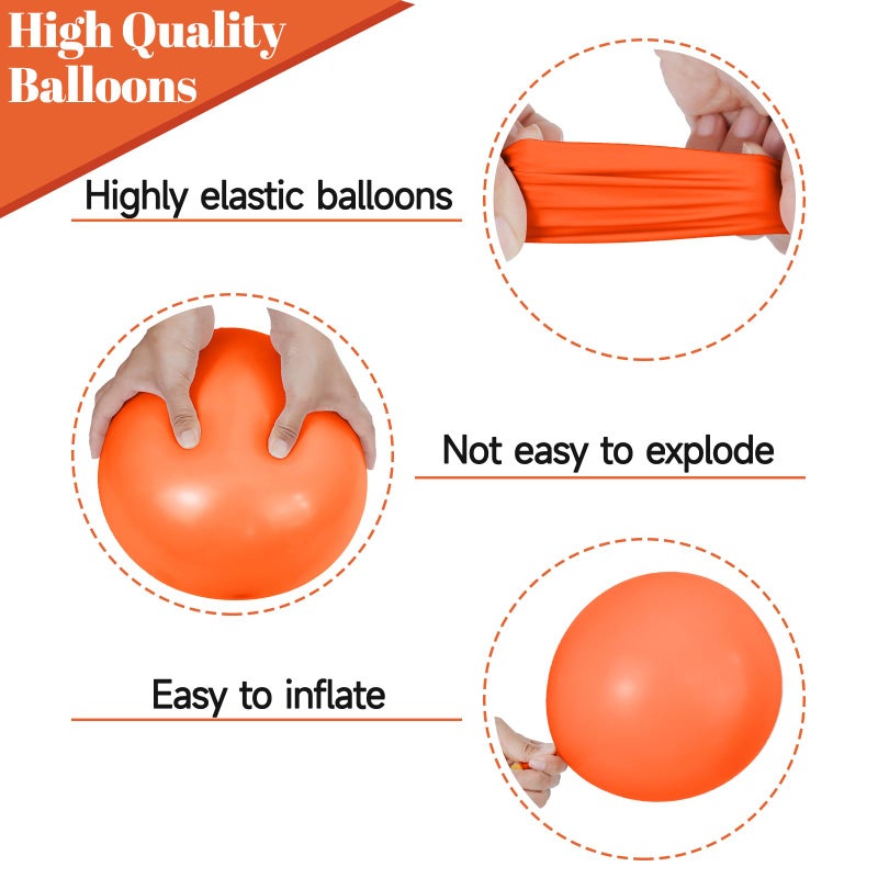 KUULBELA 68Pcs Black and Orange Balloons, 12 inch Orange Black Latex Balloon Set with Confetti Ribbons Reusable, Fade-Resistant for Halloween, Graduation Spooky Party Decorations. - Image 3
