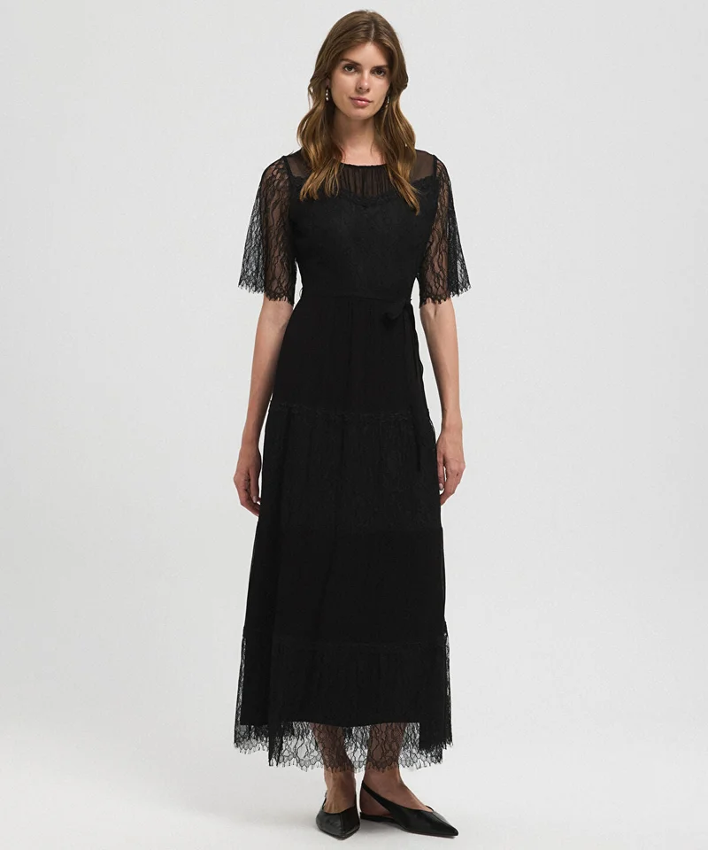 ابيكول Lace-Trimmed Midi Dress