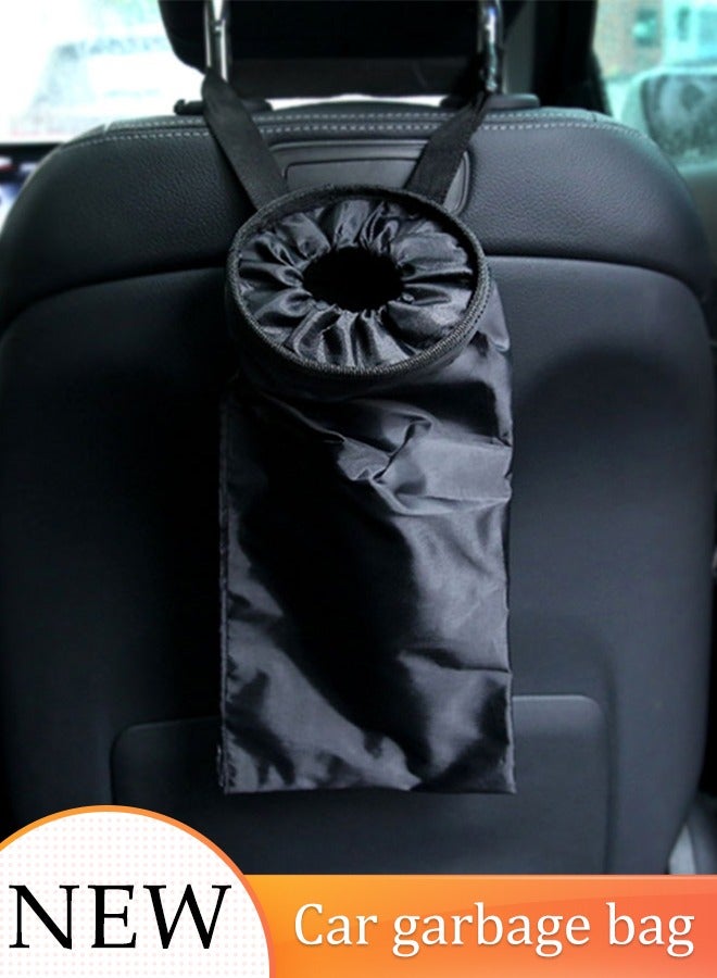 Generic Foldable Car Trash Bag Portable Car Back Seat Storage Bucket with Adjustable Lanyard Elastic Opening and Easy Mount Hanging Car Garbage Bag for Home Travel and Outdoor  - Image 1