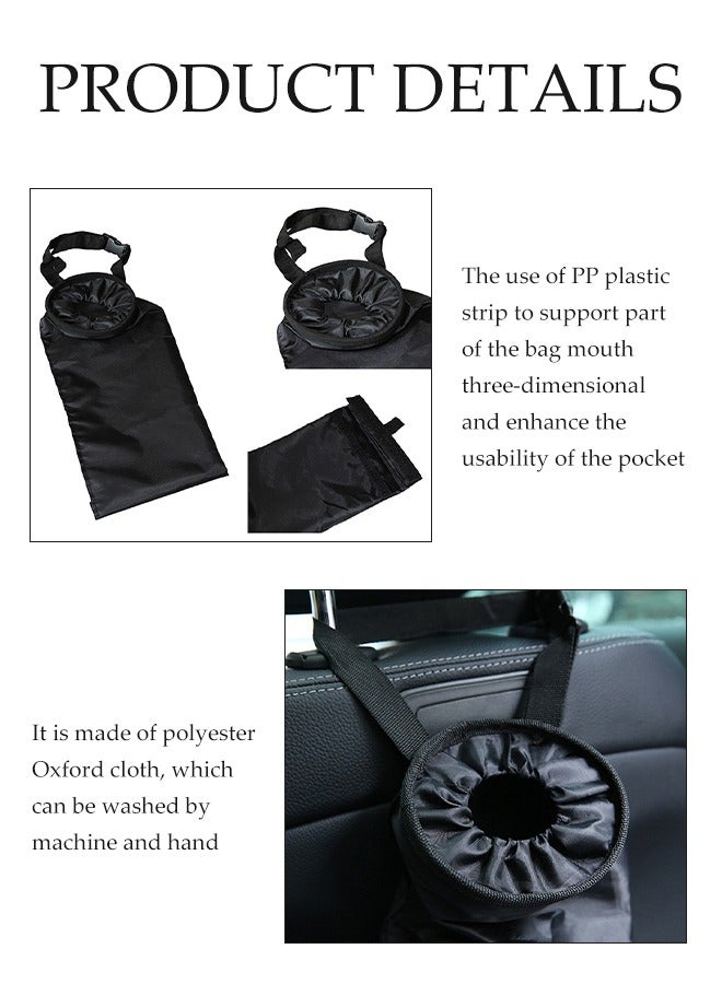 Generic Foldable Car Trash Bag Portable Car Back Seat Storage Bucket with Adjustable Lanyard Elastic Opening and Easy Mount Hanging Car Garbage Bag for Home Travel and Outdoor  - Image 2
