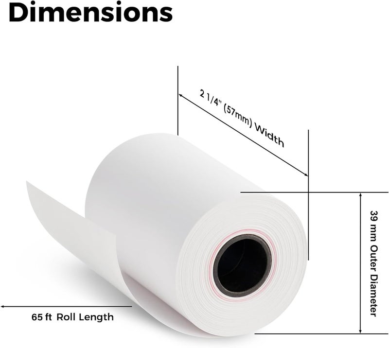 ReceiptPaperPro 2 1/4” x 65 ft Thermal Receipt Paper Rolls, fits Ingenico Desk 3500 Desk 5000 Move 5000 Verifone t650 Pax a920, 50 Rolls/Case - Image 3