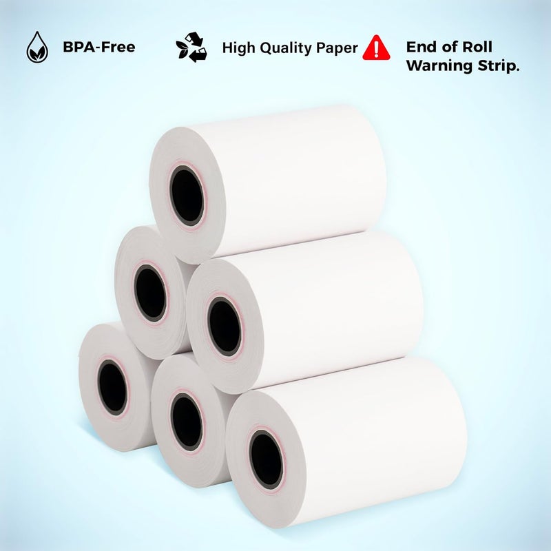 ReceiptPaperPro 2 1/4” x 65 ft Thermal Receipt Paper Rolls, fits Ingenico Desk 3500 Desk 5000 Move 5000 Verifone t650 Pax a920, 50 Rolls/Case - Image 4