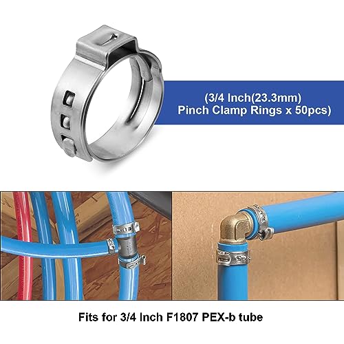 WMAXPFIT (Pack of 50) WMAXPFIT PEX Cinch Clamp Rings 3/4 Inch, STAY PUT Stainless Steel PEX Crimp Rings Cinch Clamps for PEX Pipes and PEX Fittings Connection - Image 4