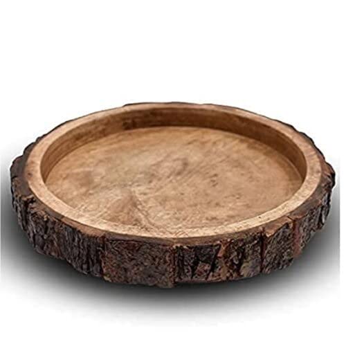 VDIX Wooden Tray for Decoration, Dining Room Table Wooden Tray for Serving, Dining Table Organizer, Serving Tray, Centre Table Decor for Home Kitchen (Bakkal Tray), Round - Image 1