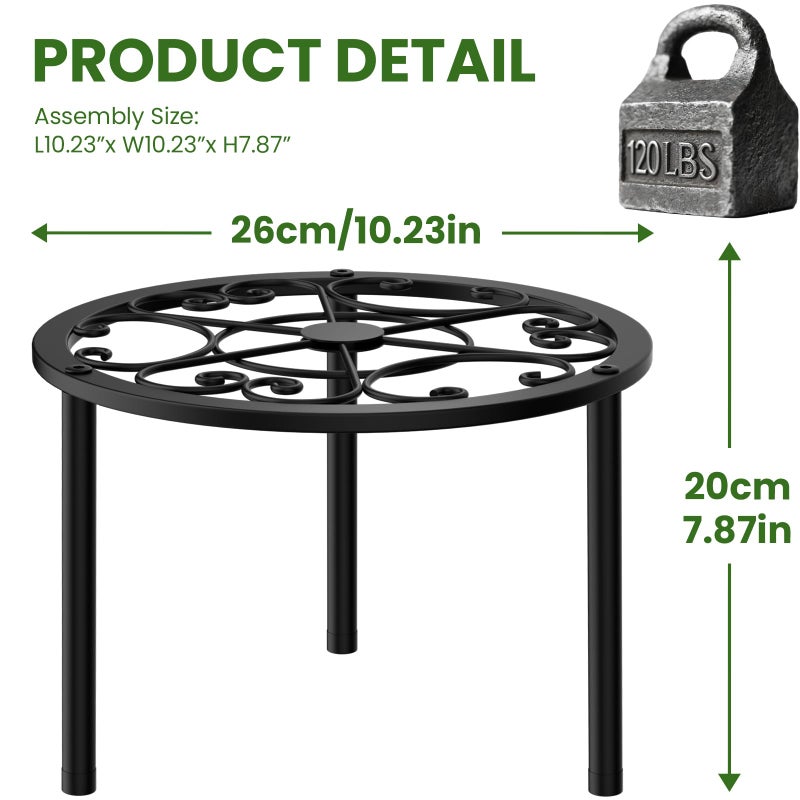 TOSKING 2-Pack Heavy Duty Metal Plant Stands - 10-inch Decorative Round Plant Stand, Adjustable Leveling Feet & Rust-Resistant Finish for Indoor/Outdoor Use - Image 2
