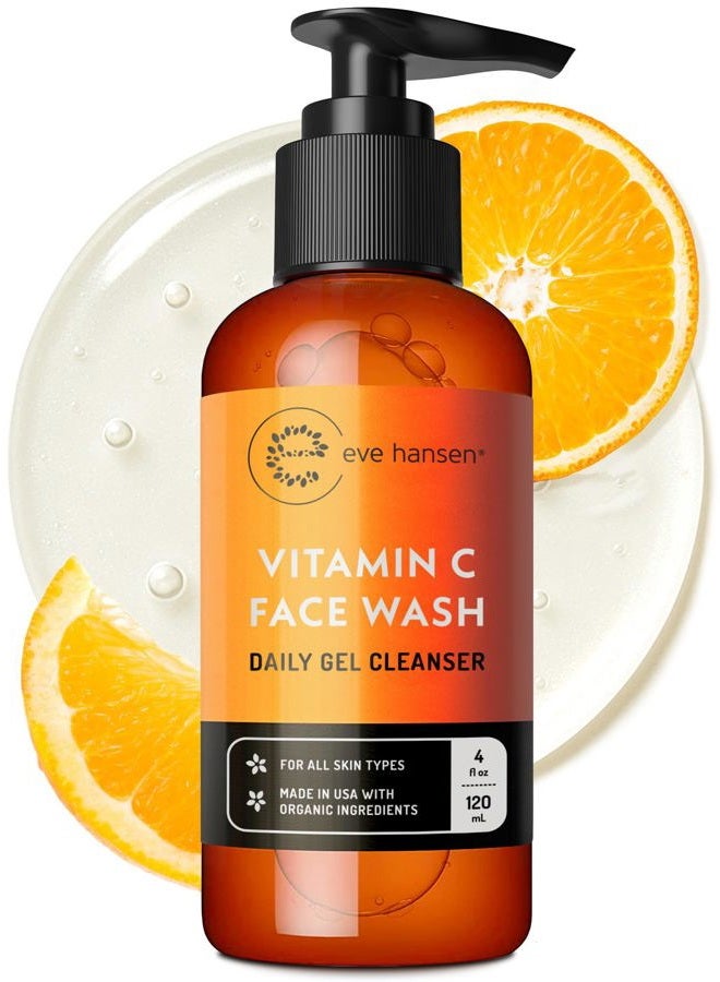 Eve Hansen Vitamin C Cleanser Face Wash | Anti Aging Facial Cleanser for Fine Lines, Age Spots, Dark Circles | Cruelty Free Skin Care Cleansing Gel with Aloe Vera, Vitamin E (4 oz) - Image 1