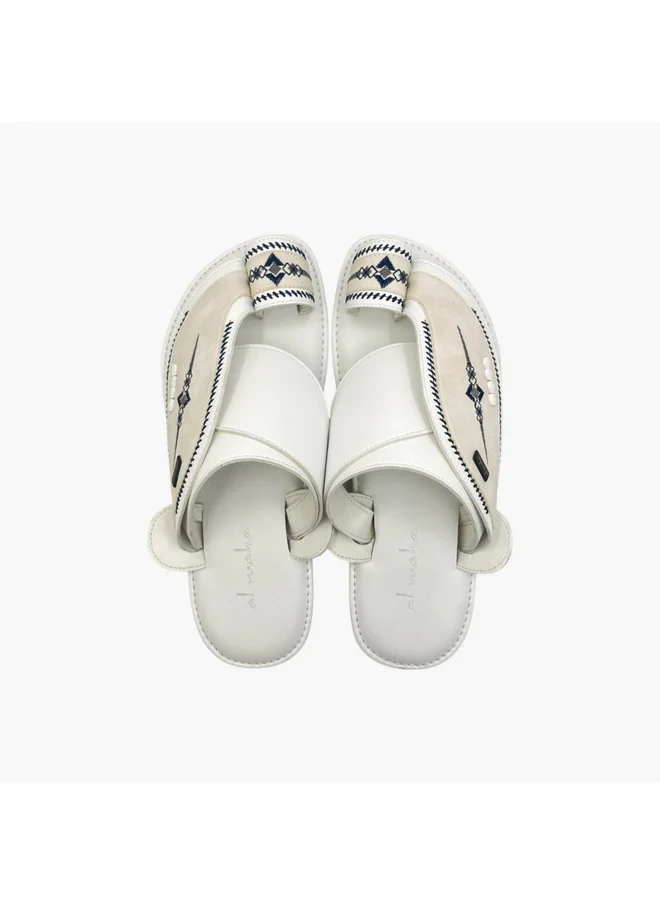 الواحة Men's Embroidered Slip-On Arabic Sandals