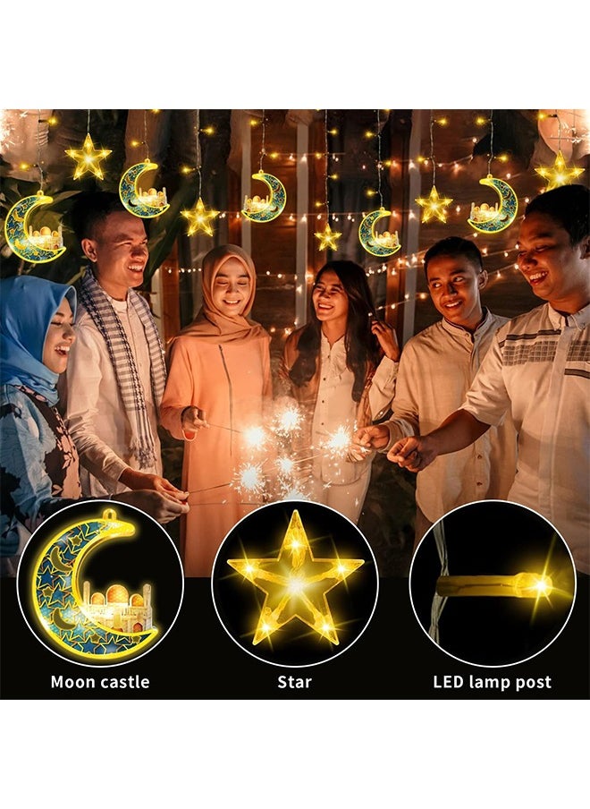 Yoawllty - Ramadan Lights, Ramadan Night Lights, Ramadan Decorations, Ramadan String Lights Decorations for Home(5 Stars and 5 Moons Castle Shaped) - Image 1