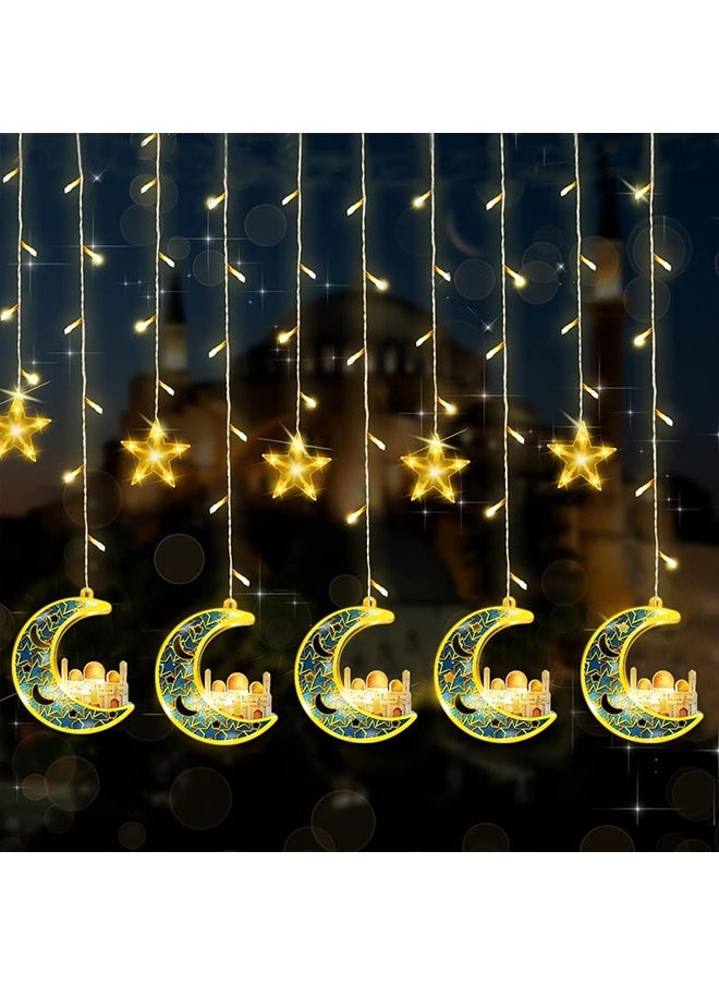 Yoawllty - Ramadan Lights, Ramadan Night Lights, Ramadan Decorations, Ramadan String Lights Decorations for Home(5 Stars and 5 Moons Castle Shaped) - Image 1