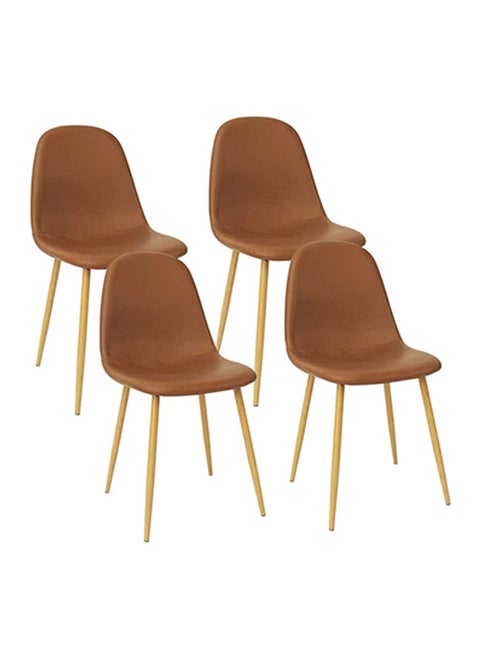 Mahmayi HYDC001 Washable PU Cushion Seat Back Brown Dining Chair - Pack of 4