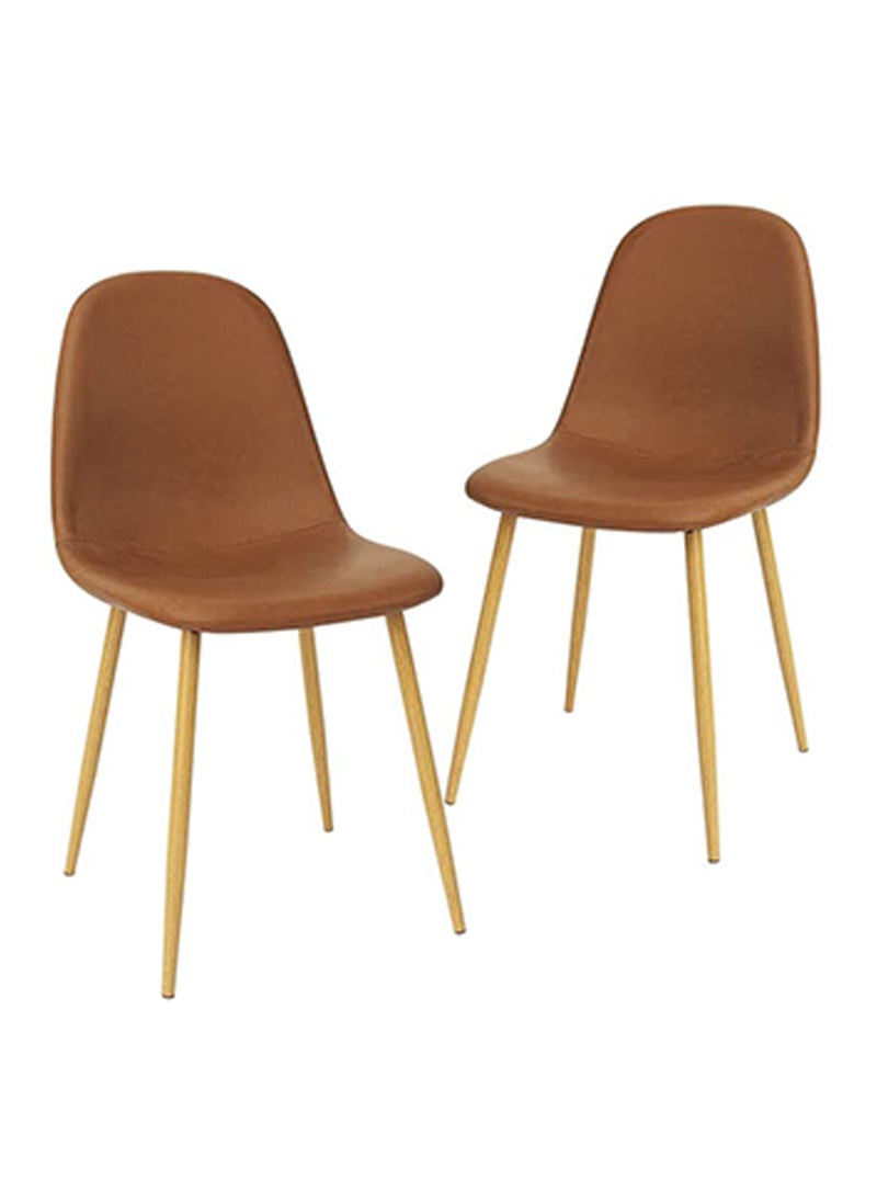 Mahmayi HYDC001 Washable PU Cushion Seat Back Brown Dining Chair - Pack of 4