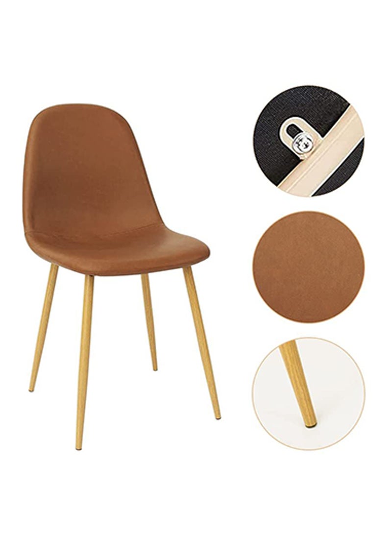 Mahmayi HYDC001 Washable PU Cushion Seat Back Brown Dining Chair - Pack of 4