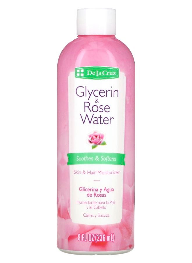 De La Cruz Glycerin & Rose Water Skin & Hair Moisturizer 8 fl oz (236 ml) 