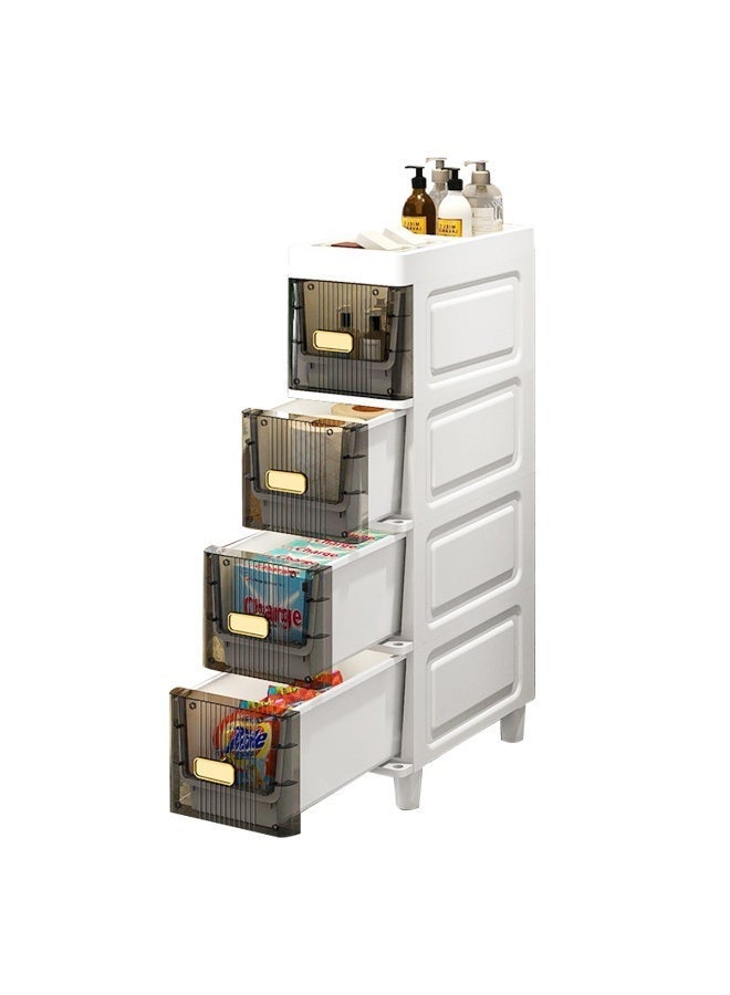 Forthcan Narrow Gap Storage Cabinet, 4-Tier Slim Freestanding Organizer for Bathroom and Toilet, 18cm Wide, Transparent Grey - Image 2