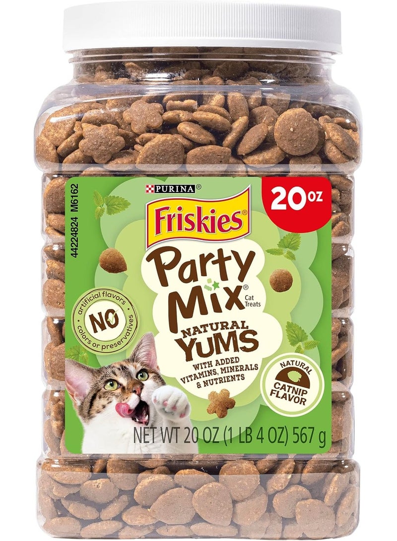 Friskies Purina Friskies Made in USA Facilities, Natural Cat Treats, Party Mix Natural Yums Catnip Flavor - 20 Ounce (Pack of 1) - Image 1