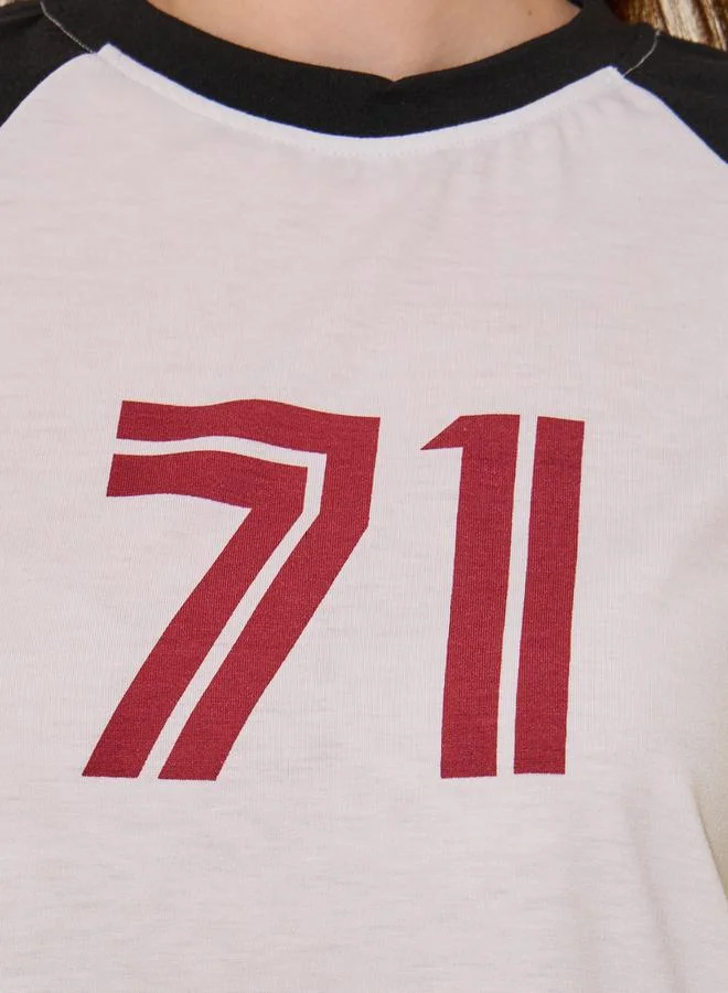 تايك تو Raglan Sleeve Graphic Print T-Shirt
