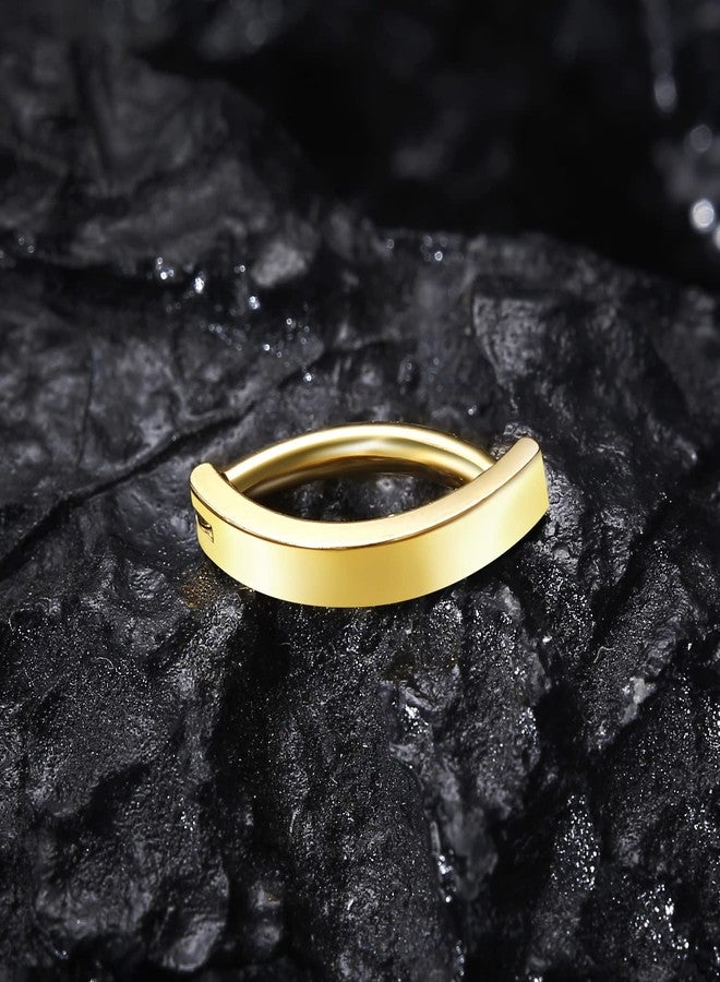 VOJO خاتم سرة بطن VOJO 14G من التيتانيوم G23، حلقة منحنية عكسية 10/12 مم، مجوهرات ثقب السرة (ذهبي، 14G 10 مم) - Image 5