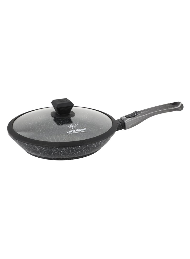 Life Smile 28cm Granite Nonstick Fry Pan with Lid (2.5L) – Induction Base, Removable Handle, Scratch Resistant & Easy Clean - Image 1