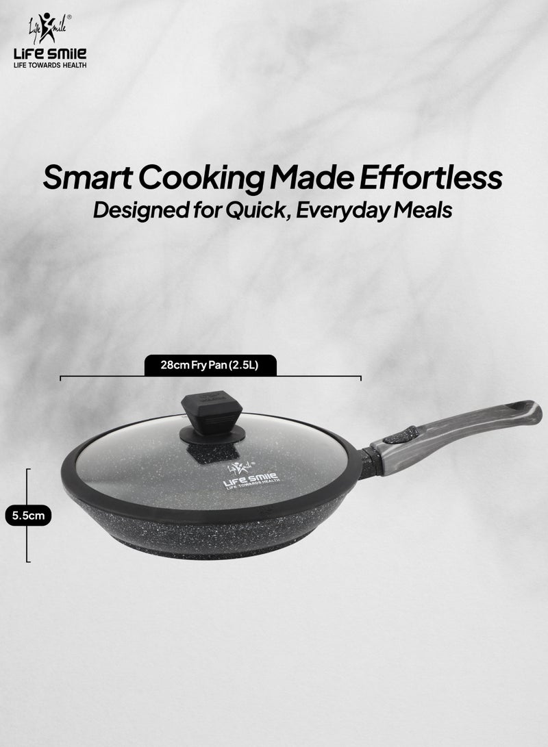 Life Smile 28cm Granite Nonstick Fry Pan with Lid (2.5L) – Induction Base, Removable Handle, Scratch Resistant & Easy Clean - Image 5