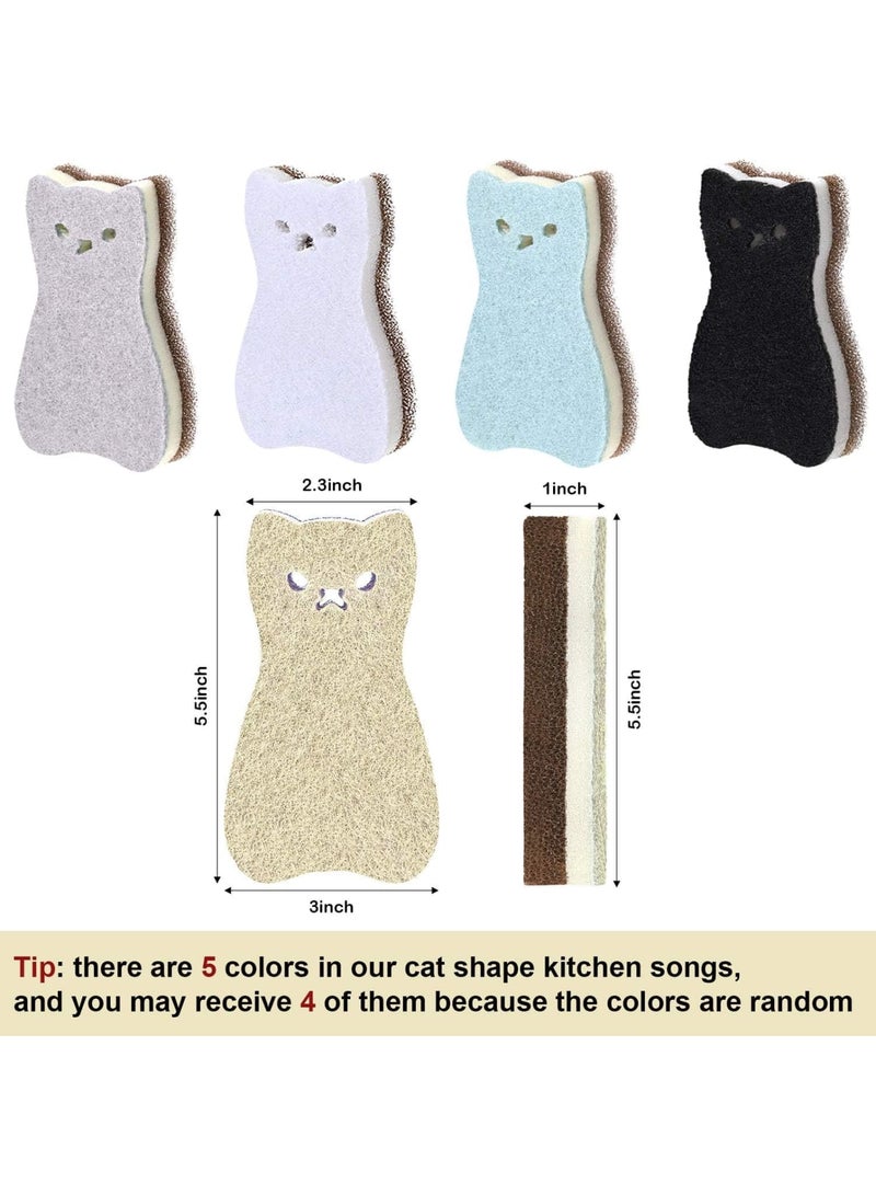 KASTWAVE Natural Sponges for Dishes, Reusable; Biodegradable Sponges for Washing Dishes, Non-Scratch Scrub Sponge Pads Dual-Sided Dishwashing Sponge for Kitchen Bathroom (1, 8 Pack Cat Multicolor)  - Image 5