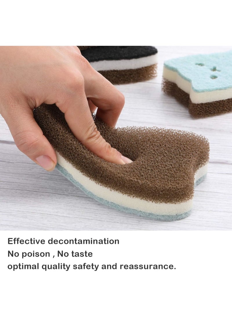 KASTWAVE Natural Sponges for Dishes, Reusable; Biodegradable Sponges for Washing Dishes, Non-Scratch Scrub Sponge Pads Dual-Sided Dishwashing Sponge for Kitchen Bathroom (1, 8 Pack Cat Multicolor)  - Image 4