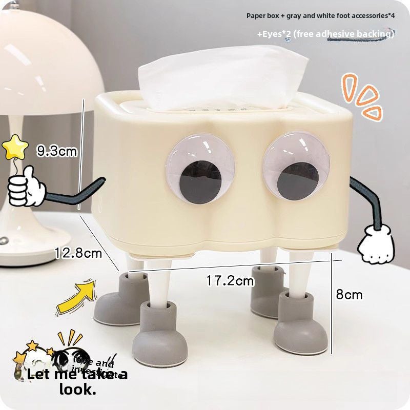 Generic Cute Spring-Loaded Tissue Box for Desk DecorPaper box gray feet feet eyes full matching version Paper box gray feet feet eyes full matching version 