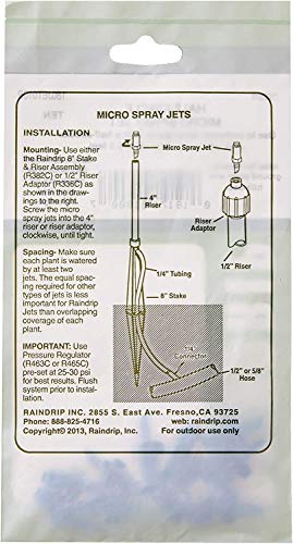 Raindrip 180JET010B, Micro Spray Jet, Half-Circle Pattern, Fan Spray, with 10-32 Threaded Inlet, Drip Irrigation Emitters for Drip Irrigation Gardening Systems, 10-Pack, Blue - Image 5